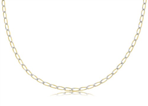 14K Solid Yellow Gold White Pave Open Link, Curb Link, Chain / Necklace 3mm Wide 30