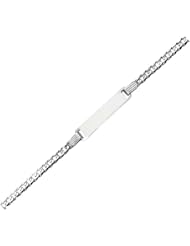 14K Solid White Gold Baby ID Link Curb Bracelet Children Free Engraving 6"