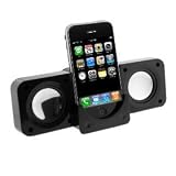Black Portable Folding Stereo Speaker for AT&T Apple IPhone 3Gs 3rd Generation Smartphone