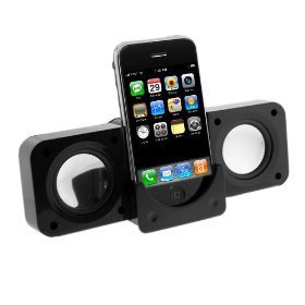 Black Portable Folding Stereo Speaker for AT&T Apple IPhone 3Gs 3rd Generation Smartphone