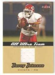 2005 Ultra All-Ultra Team Jerseys Gold #LJ Larry Johnson - Kansas City Chiefs (Piece of Authentic Game-Worn Jersey) (Football Cards)