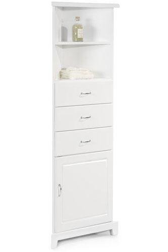 Dexter 23"w Corner Linen Storage Cabinet With Wood Door, 23.5"W WOOD DR, WHITE