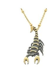 18K Vermeil Gold 17.00 Inch (passion) Necklace Black Rhodium Plating & Ark Scorpion With Box And Card