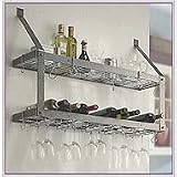 Rogar Hammered Steel and Chrome Two-Level Wine Rack 35-in.