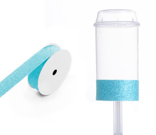 Dress My Cupcake DMC91908 Clear Push Pops 100-Pack Plastic Containers with Lid DIY Kit, Sky Blue Glitter