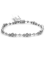 14k Solid White Gold 0.48cttw Diamond Heart Bracelet