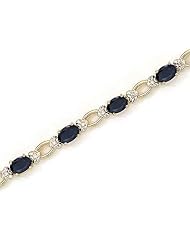 14K Yellow Gold Oval Sapphire and Diamond Bracelet