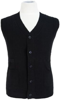 MDP IU 206 NR Black Button Down V-neck Sleeveless Cashmere/Silk Sweater