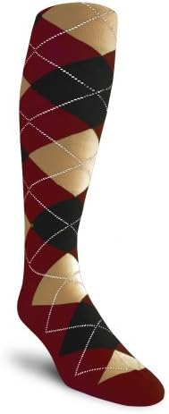 Argyle Socks - CCCC:Maroon/Khaki/Black - Over-the-Calf