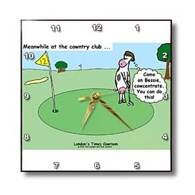 Londons Times Funny Cow Cartoons - Cow Country Club - Golf - Wall Clocks