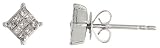 14k White Gold Square Stud Diamond Earrings, w/ 0.25 Carat Invisible Set Diamonds, 3/16 (5mm)