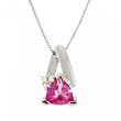 Created Pink Sapphire & Diamond Pendant Necklace in Sterling Silver