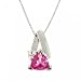 Silver Pendant Necklace Created Pink Sapphire Diamond