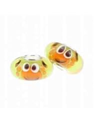 Jewelry: Beads Hunter Jewelry Happy Smiling Beach Crab Fun At the Ocean Murano Glass Beads with Solid Sterling Silver Tube .925 Stamped Ghq065 - Beads Hunter Glass Bead
