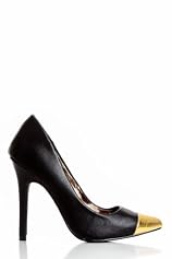 Golden Toe Pumps in Black