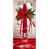 FLOATING CANDLE RED FLOWER