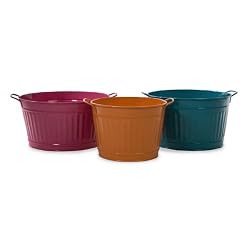 Set of 3 Colorful Retro Decorative Party Beverage Tubs