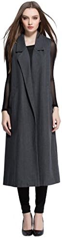 Women's Woolen Lapel Double Pockets Long Outerwear Coat Cardigan