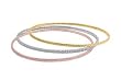 Sterling Silver Triple Fashion Bangle Bracelet with Clear CZs - Gold, Silver, and Rose Color