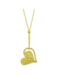 Jewelry: 14 Karat Yellow Gold Hammered Cut-out Heart Pendant Necklace (17 Inch)