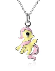 My Little Pony Girls Fine Silver Plated Fluttershy Pendant Necklace, 18"