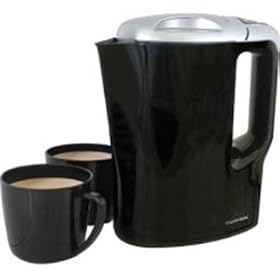 Lloytron Travel Kettle 0.9 Ltr + 2 Mugs Black & Silver