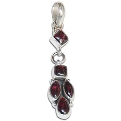 Handcrafted Silver Jewelry Locket Pendant with Chain Garnet Gemstone 1.75 inches