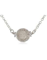 By Joy Jewelry Sterling Silver with Grey and Cubic Zirconia Ball Necklace, 16.4"