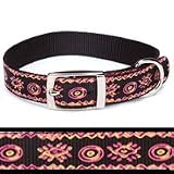 Casual Canine Artisan Prints Raspberry Sorbet Nylon Dog Collar- 11-14 length x 5/8 width
