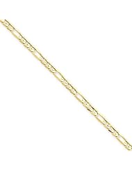 3.00 mm Solid 14K Yellow Gold High Polish Classic 3 + 1 Figaro Link Chain Necklace 16" - 30" Available