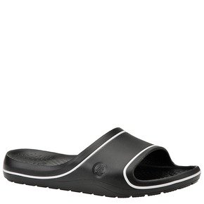 crocs Men's Crocband Slide Sandal,Black/White,11 M Us