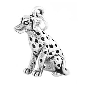 Silver 3d Dalmatian Dog Charm- Sterling Silver