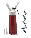 Siphon mousses sauces/crèmes chaudes/froides 500 ml rouge+Boite de 10 cartouches