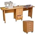Mobile Desk Double - folding desk for extra space (Oak) (29.5