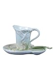 4.25 inch Glazed Porcelain 3 piece Egret Coffee Set with Spoon