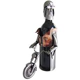 Motorcycle Rider Wine Bottle Holder H&K Steel Sculpture