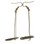 Kyanite Earrings 07 Dangle Raw Green Blade Antiqued Brass Steel Black Crystal Healing Gemstone Natural 2.6