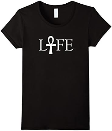 Women's Ankh Life T-Shirt Ancient Symbol of Life Cross With Handle Small Black