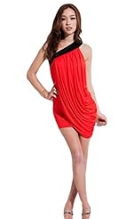 Sexy Draped Wrap Illusion Off the Shoulder One Shoulder Silk Cocktail Party Dress/Mini Dress 