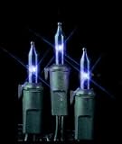 Set of 50 Blue Mini Christmas Lights - Green Wire