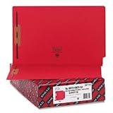Smead End Tab Fastener Folder, Legal, Straight, Two 2-Inch Prong B Style #1 and #3 Fasteners, Red, 50 per Box (28740)