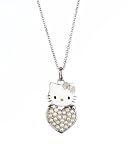 Hello Kitty "Birthstone Kitty" Pearl Sterling Silver Pendant, 18"