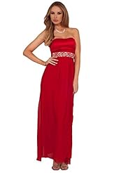 Strapless Empire   Waistline Lace Flowy Beaded Sweetheart Chiffon/Polyester Cocktail Full Length Maxi Dress 