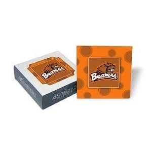 Set of 4 Ceramic Coasters (4x4) Beavers Polka Dot Coaster Set Oregon State Beavers by 