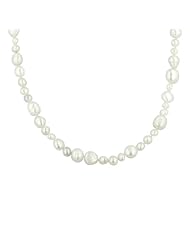 White Multi-Shape Freshwater Cultured Pearl Endless Necklace (5-11mm), 62"
