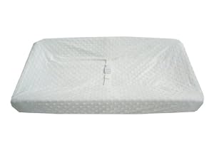 American Baby Company Heavenly Soft Minky Dot Changing Table Cover, White Puff