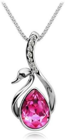 Cz Jewels Rose Red Swarovski Elements Elegant Swan Shape Crystal Necklace