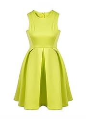 A-line Sleeveless Round Neck Cotton Pleated 2014 Flared-Skirt  Dress