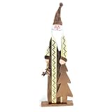 Gold & Cream Tall Wooden Santa Medium
