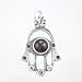Hamsa Hand Pendant with Garnet Gemstone in Sterling Silver, #8382